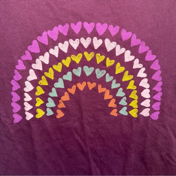 GAP Kids Girls Short Sleeve Rainbow Hearts T-Shirt Size XL (12) - Picture 3 of 8